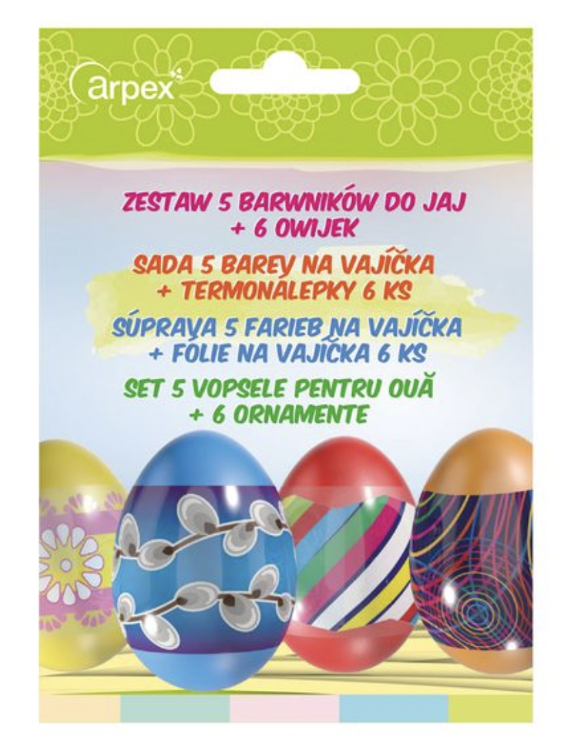 sada 5 barev na vajíčka + Teronálepky