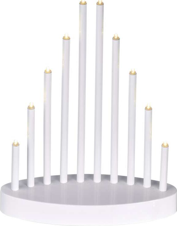 LED svícen bílý, 24,5 cm, 3x AA, vnitřní, teplá bílá, časovač
