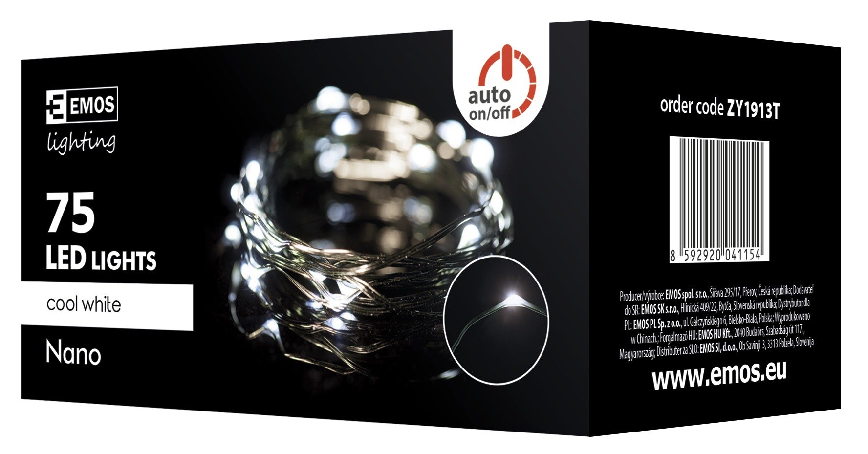 Emos 75 LED řetěz zelený nano, 7,5 m, stud. bílá, časovač