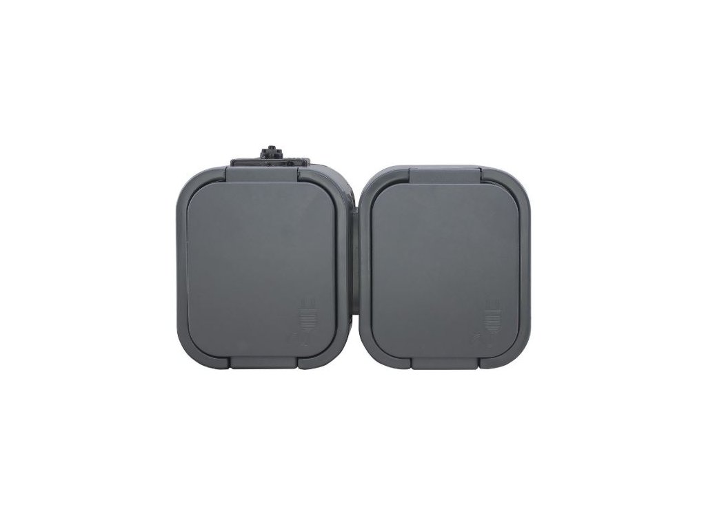 zásuvka dvojnásobná 2x2p+Z 16A/250V s víčkem