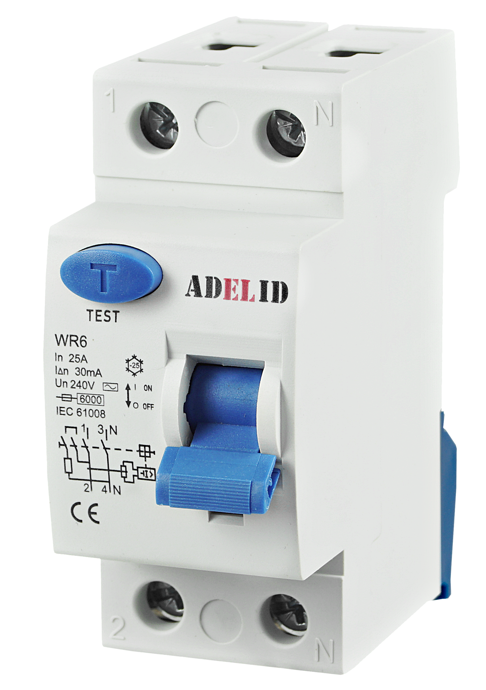 Jednofázový proudový chránič WR6 25A/ 2P