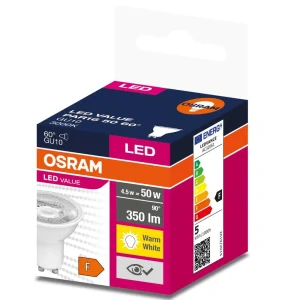 Osram LED žárovka GU10 4,5W = 50W 350lm 3000K Teplá bílá