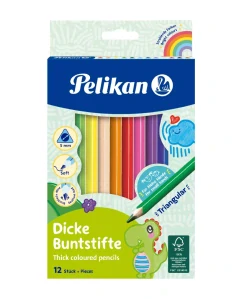Pastelky trojhranné silné Pelikan - 12 barev