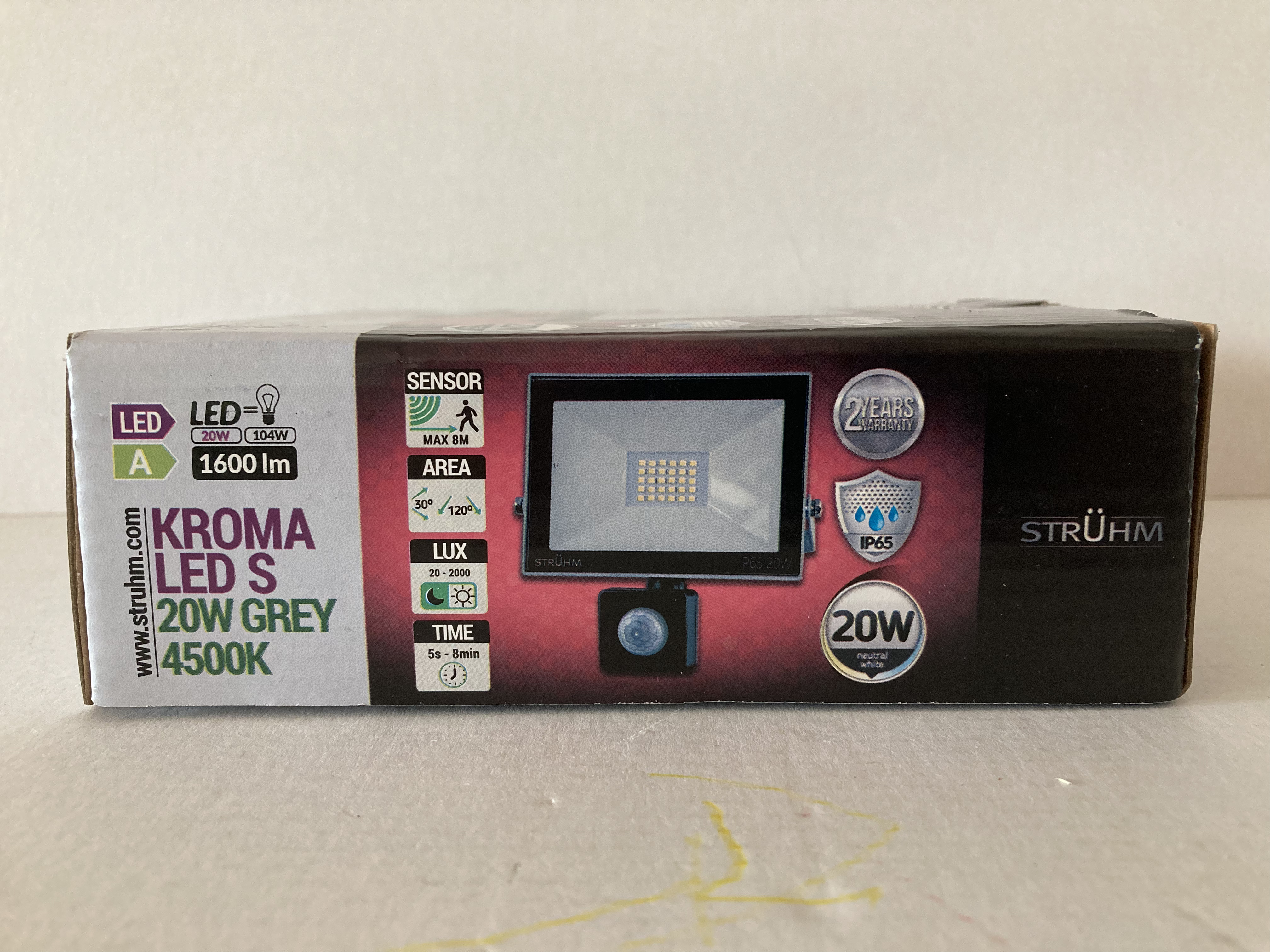 LED reflektor se senzorem KROMA LED S 20W šedé 4500K neutrální bílá 1600lm