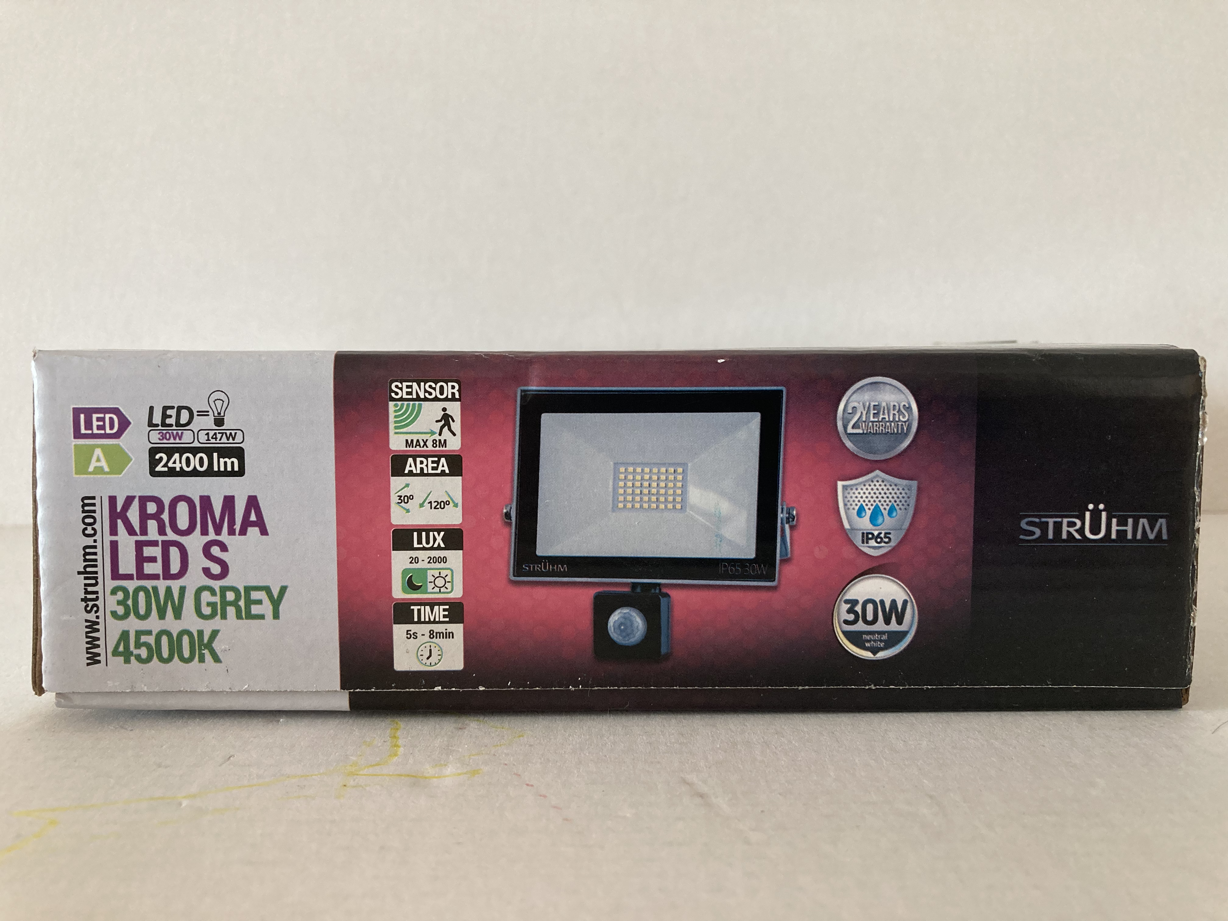 LED reflektor se senzorem KROMA LED S 30W šedé 4500K neutrální bílá 2400lm