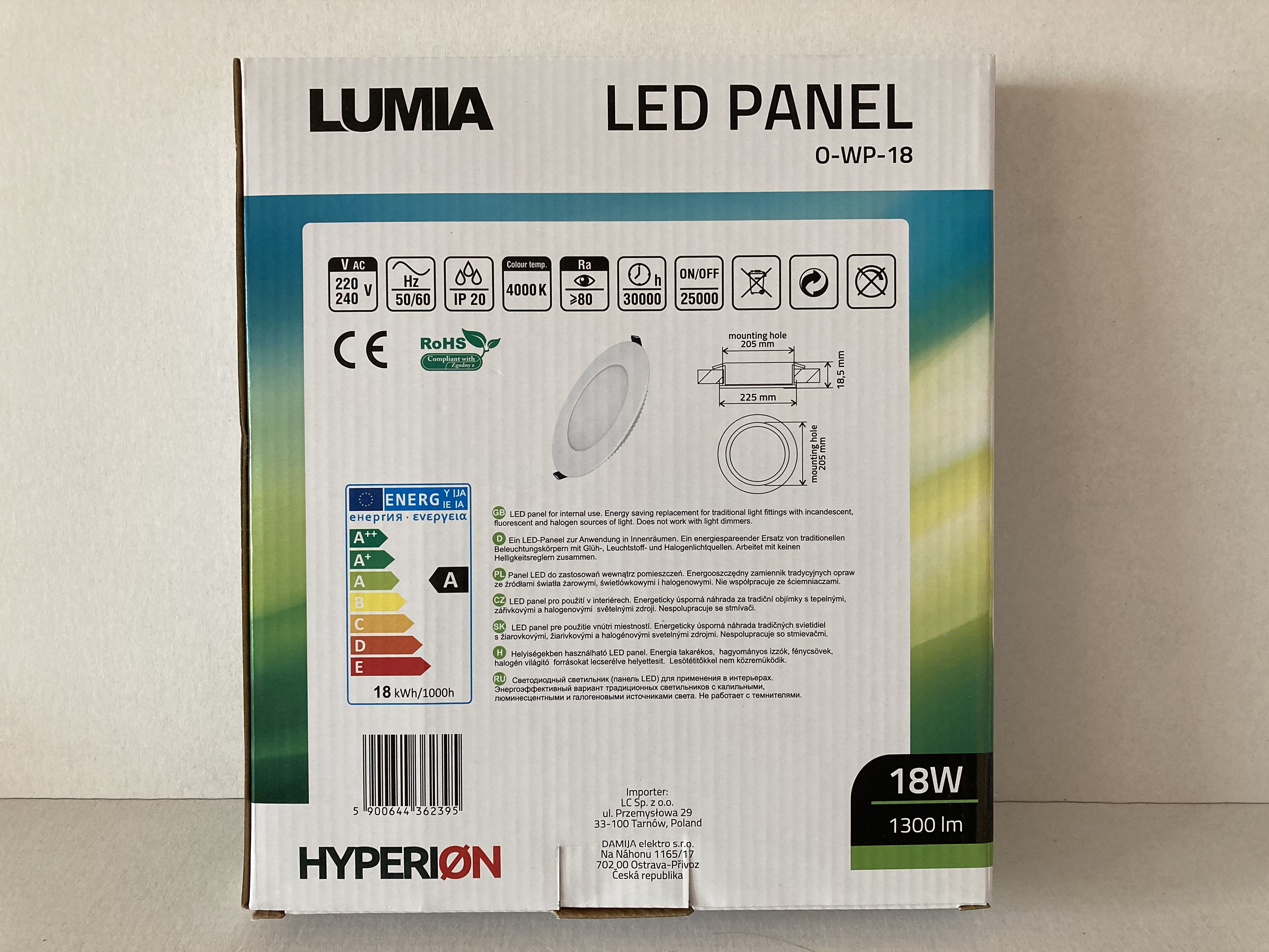LED svítidlo vestavné LUMIA O-WP-18 18W 4000K neutrální bílá 1300lm