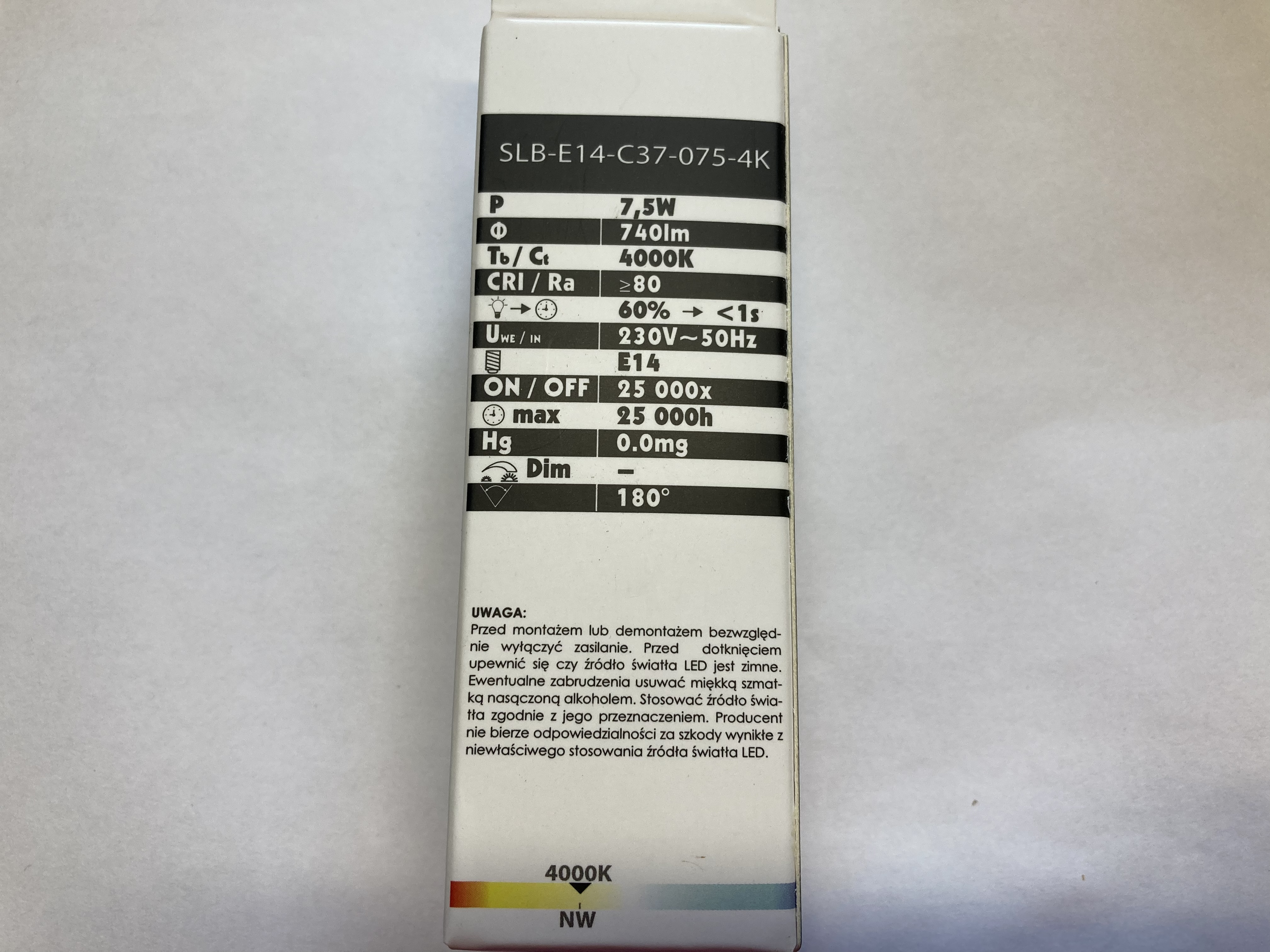 LED žárovka E14 BEMKO 7,5W SBL-E14-C37-075-4K neutrální bílá 