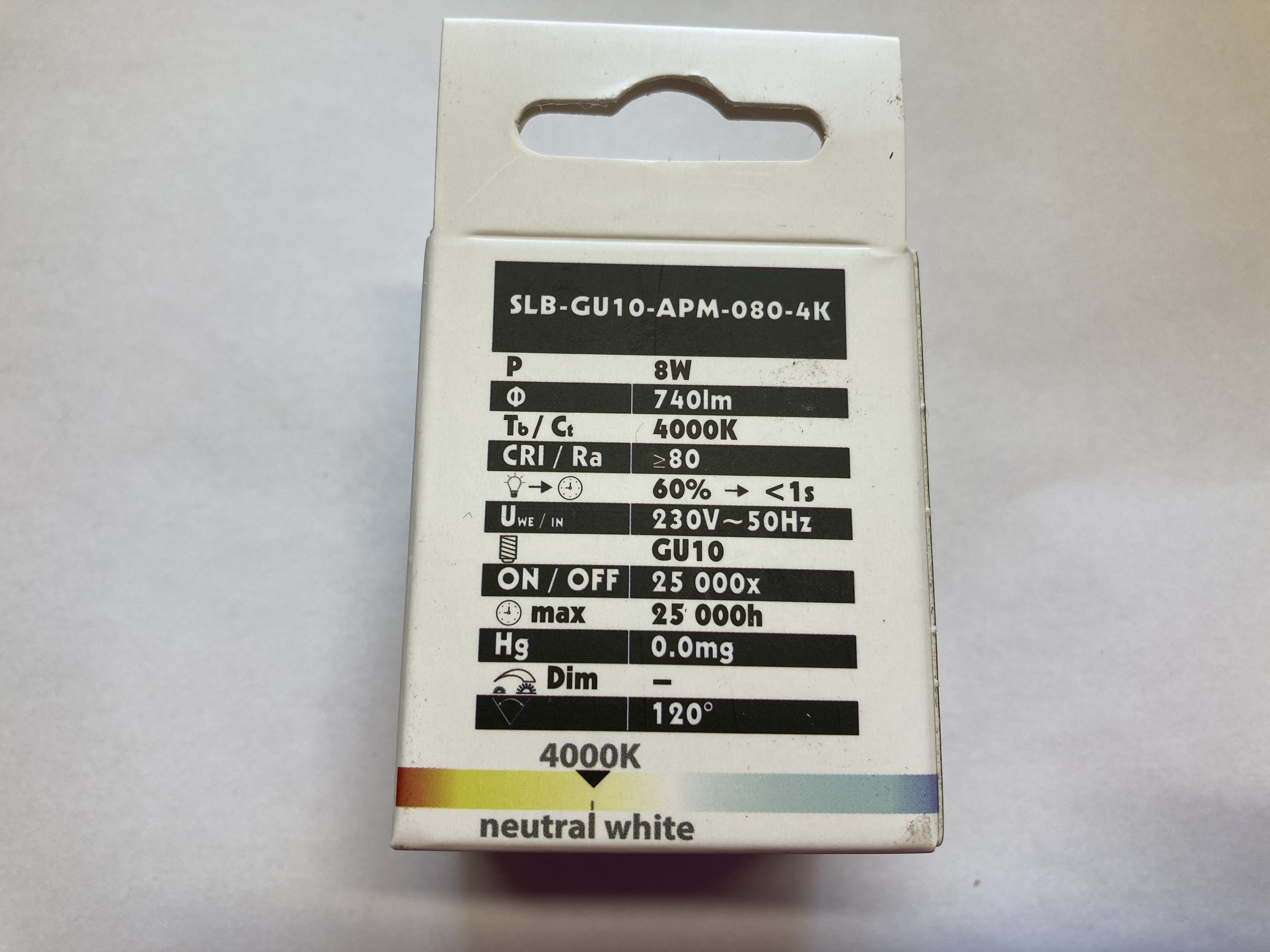 LED žárovka GU10 BEMKO 8W SBL-GU10-APM-080-4K neutrální bílá