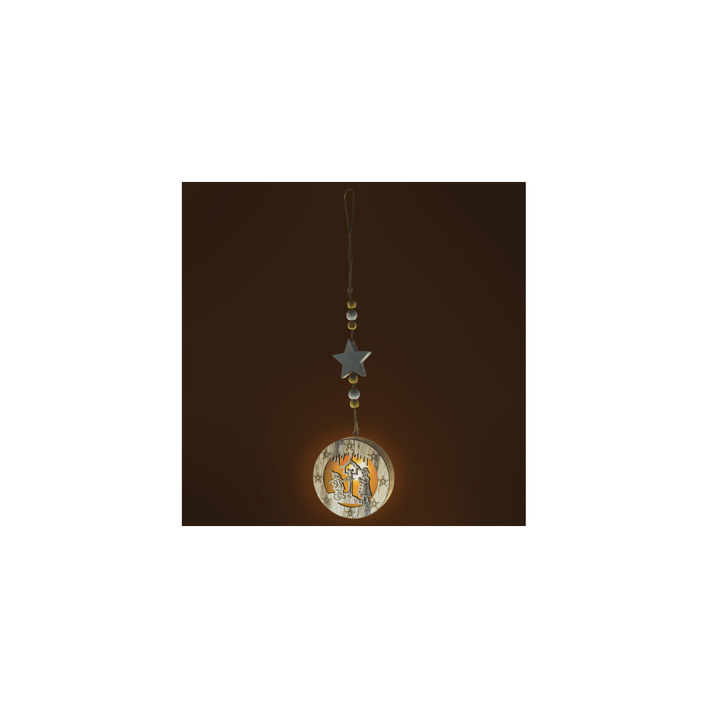 ZÁVĚSNÁ DŘEVĚNÁ OZDOBA S 3D KRMÍTKEM 1 LED rxl 335