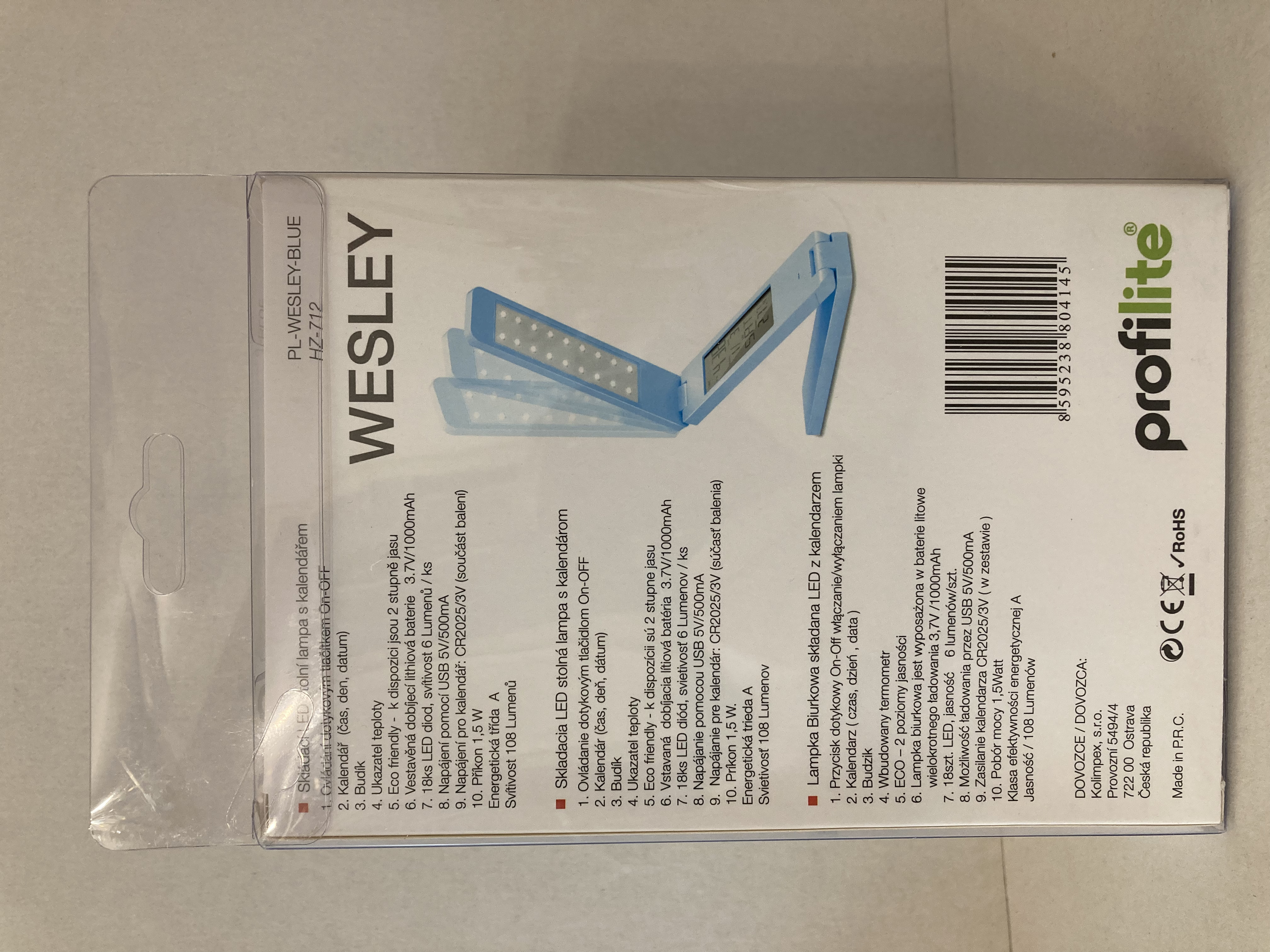 LED stolní skládací lampa profilite WESLEY modrá