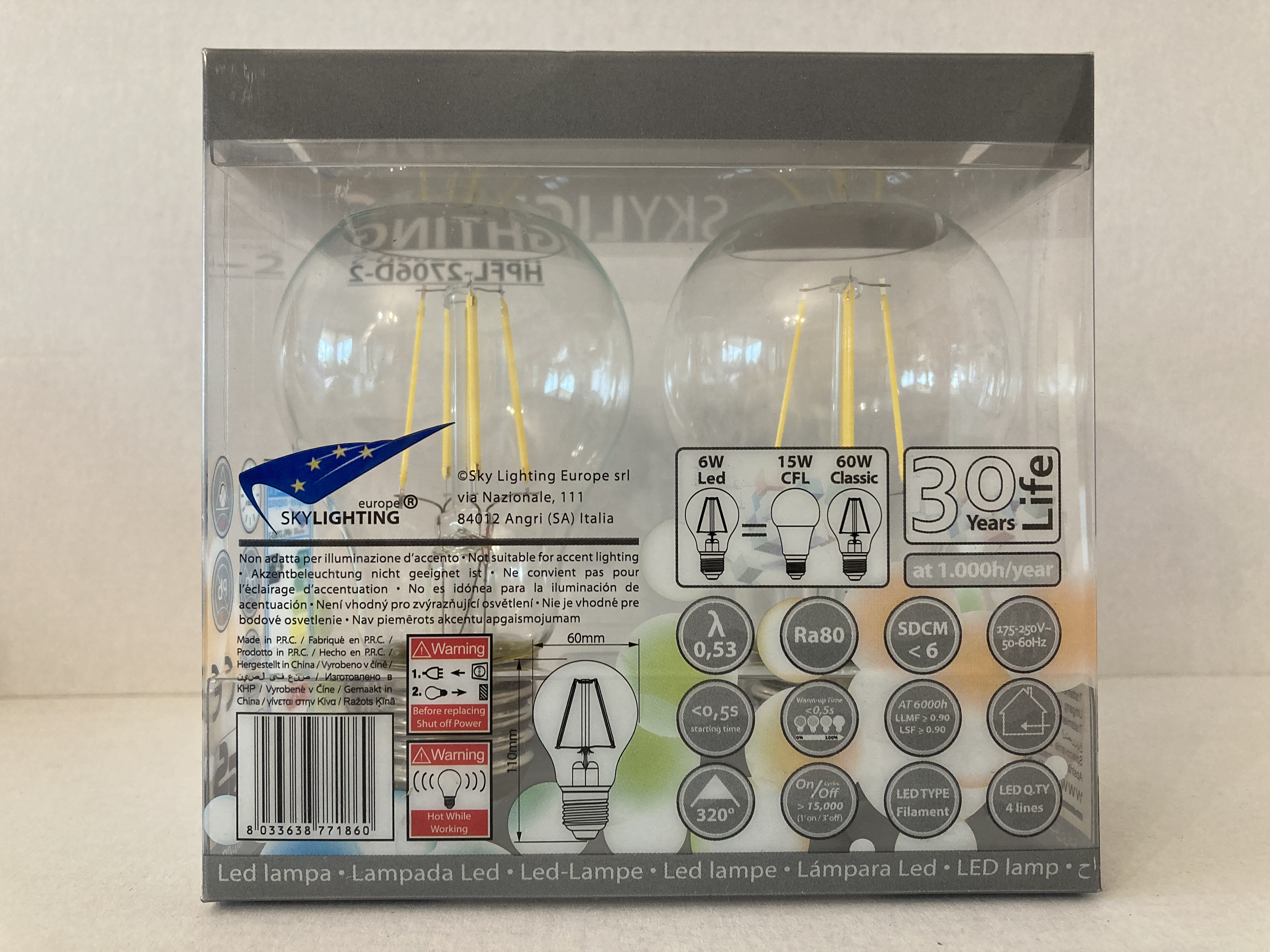 LED žárovka E27 SKYLIGHTING 6W HPFL-2706D-2 4200K neutrální bílá