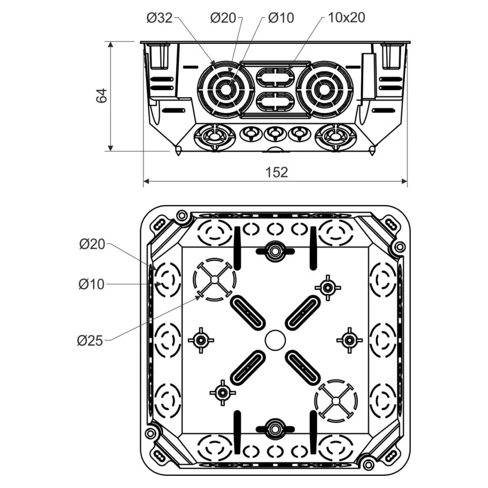 KRABICE ODBOČNÁ OKROVÁ S VÍČKEM V 125/1