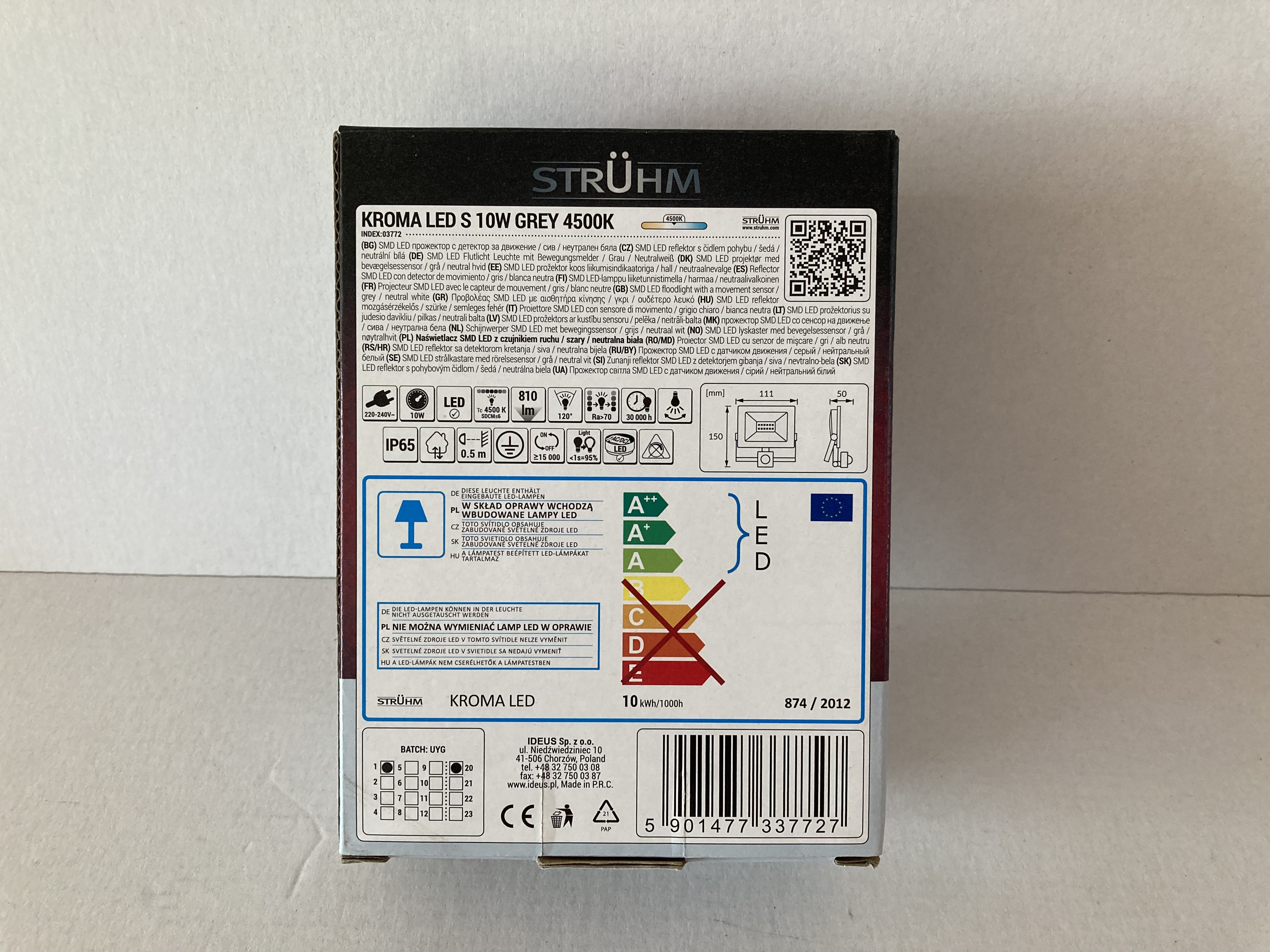 LED reflektor se senzorem KROMA LED S 10W šedé 4500K neutrální bílá 810lm