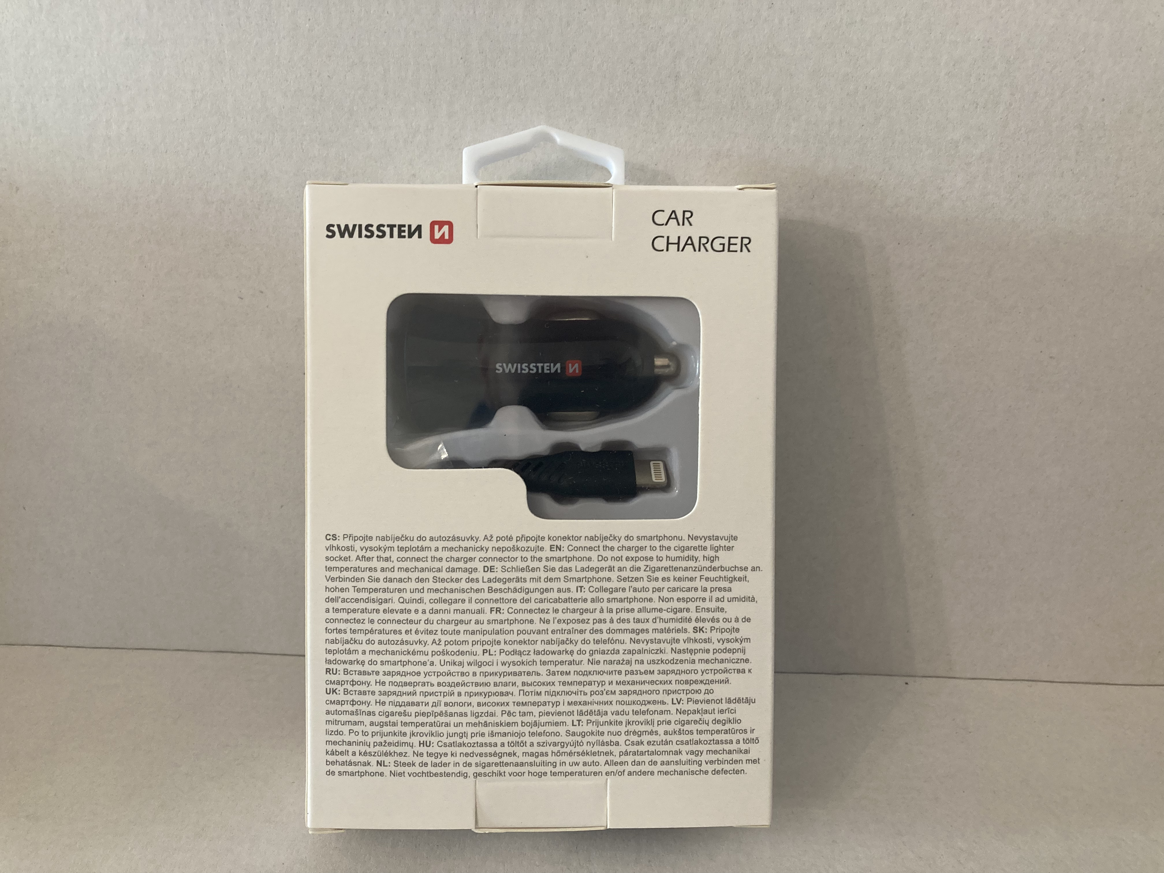 autonabíječka SWISSTEN 2,4A 2xUSB + kabel lightning 1,2m