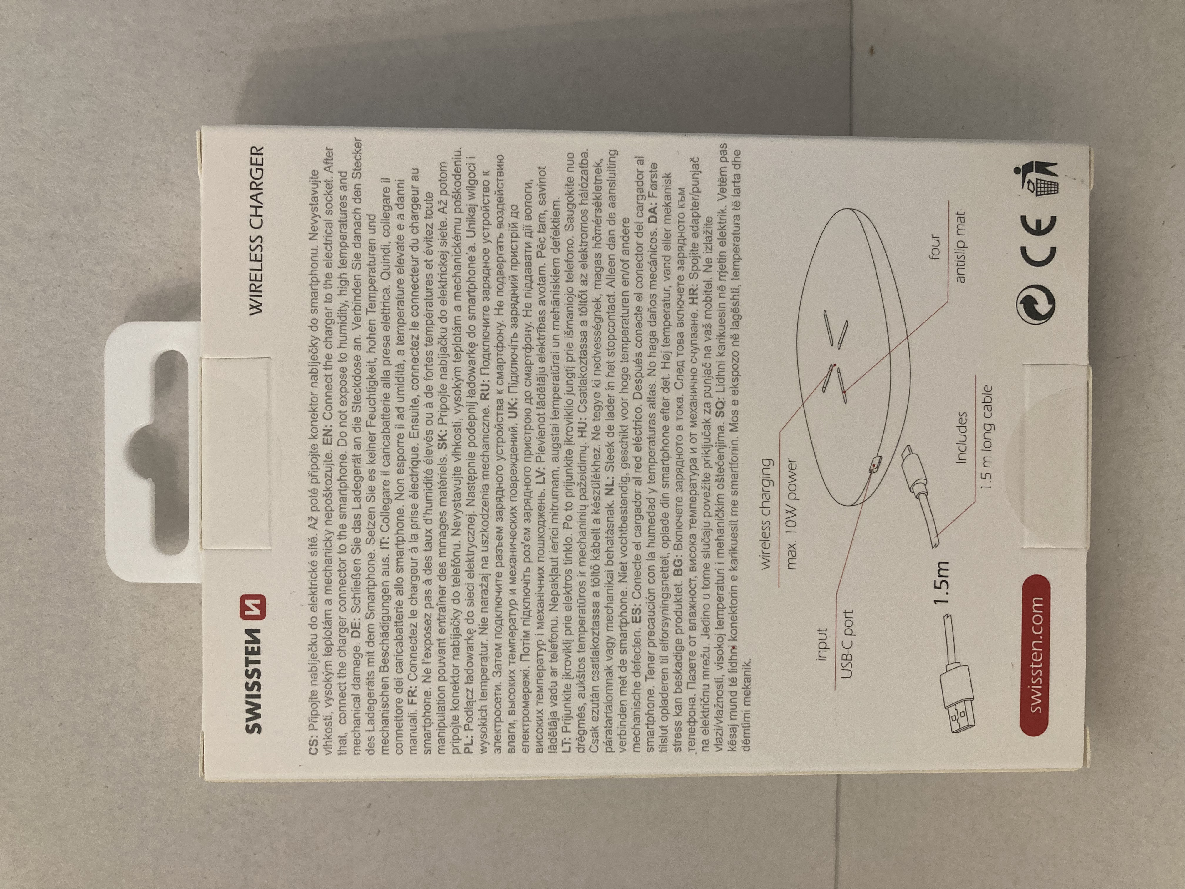 nabíječka bezdrátová SWISSTEN WIRELESS CHARGER 10W bílá