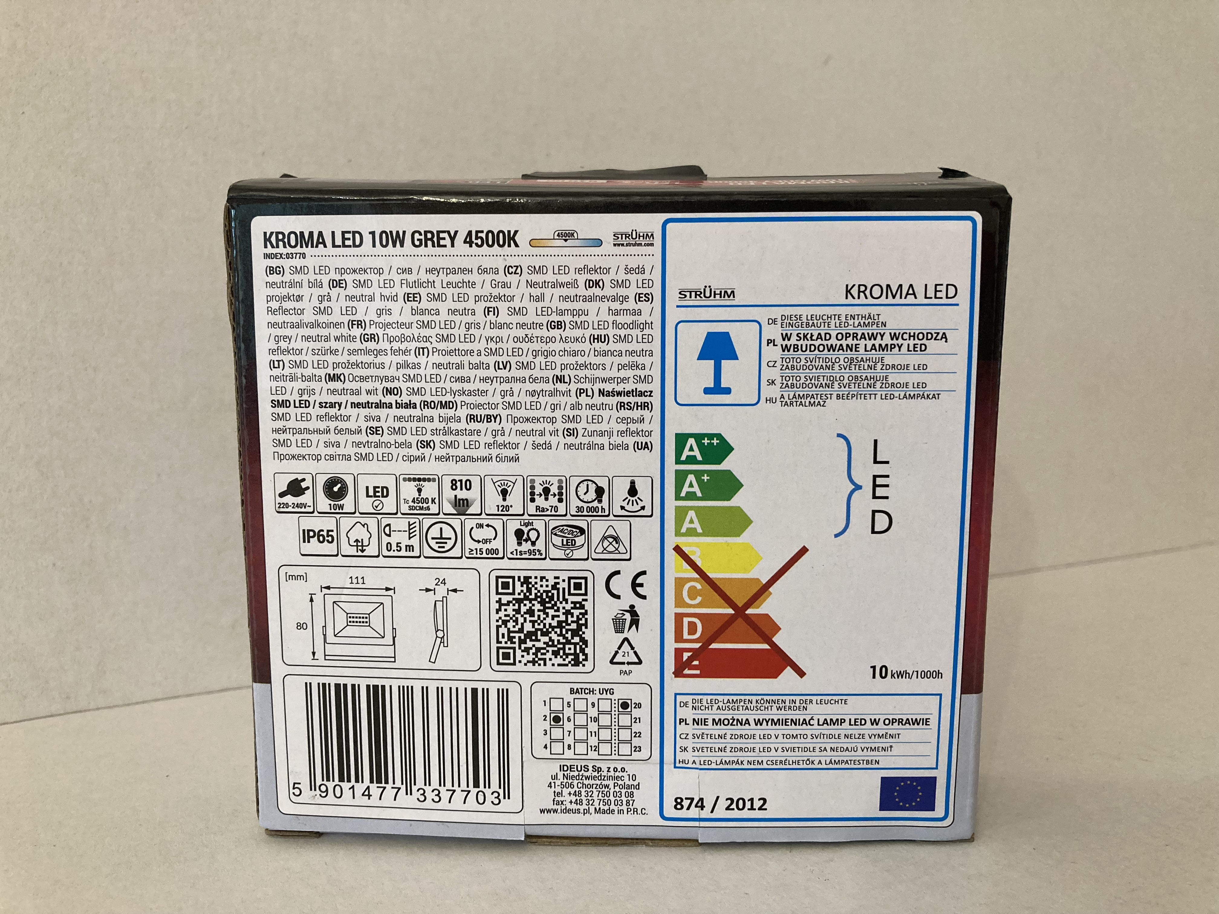 LED reflektor KROMA 10W šedé 4500K neutrální bílá 810lm
