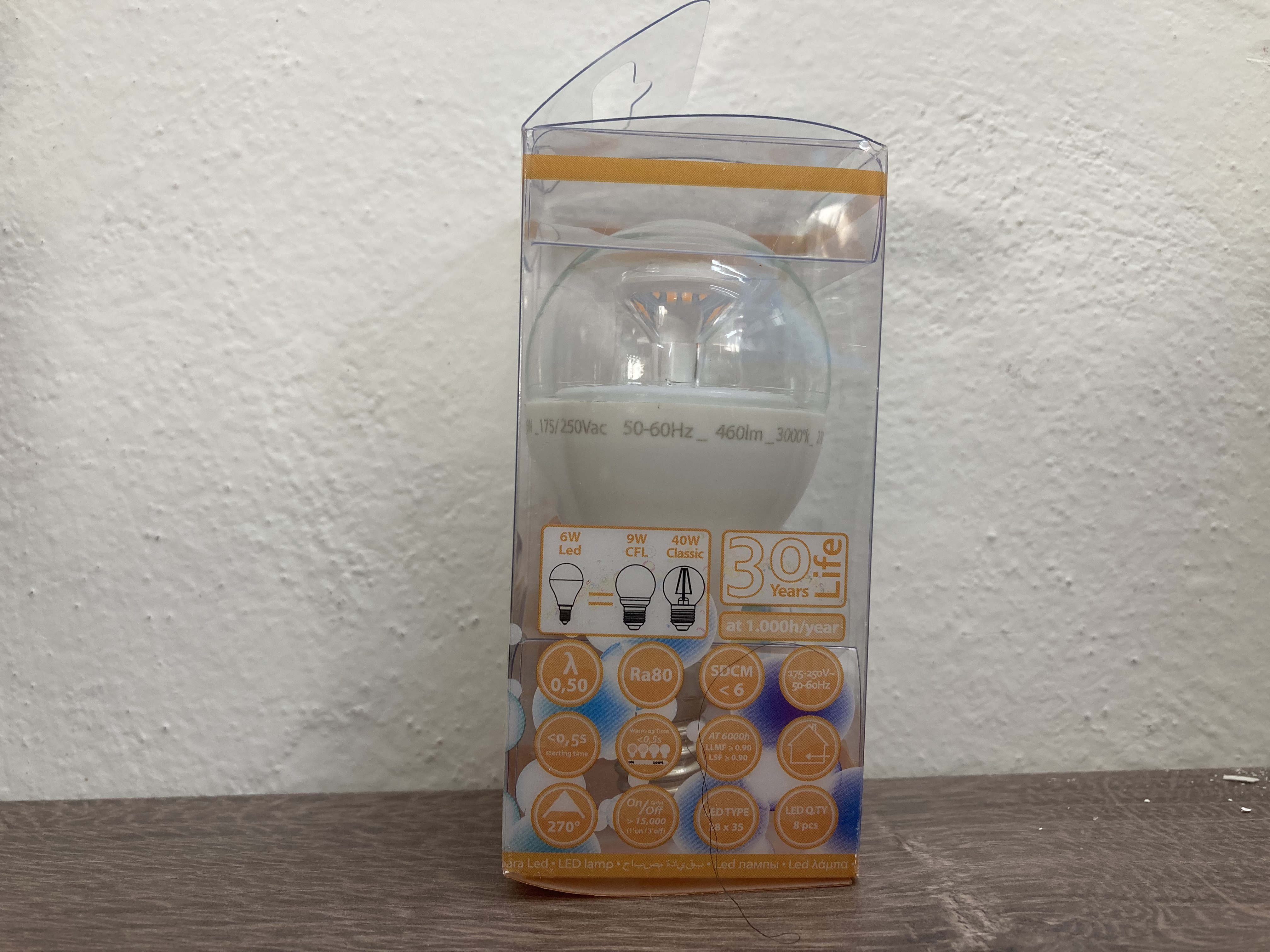 LED žárovka E14 SKYLIGHTING 6W G45SX-1406C 3000K teplá bílá