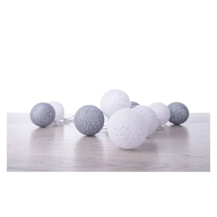 LED girlanda – koule bavlněné, zima, 2xAA, teplá bílá