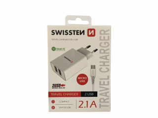nabíječka SWISSTEN TRAVEL CHARGER 2 USB 2,1A