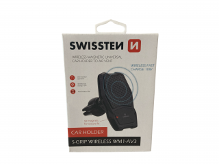 drzák na mobil s bezdrátovým nabíjením SWISSTEN S-GRIP WIRELESS WM1-AV3 magnetický do ventilace