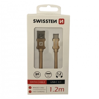 kabel datový a nabíjecí SWISSTEN USB/USB-C 1,2m zlatý