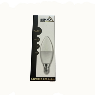 LED žárovka E14 BEMKO 7,5W SBL-E14-C37-075-4K neutrální bílá