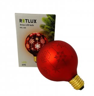 LED žárovka vánoční G95 E27 červená RETLUX RXL 368