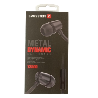 sluchátka s mikrofonem SWISSTEN YS500 černé 3,5mm Jack