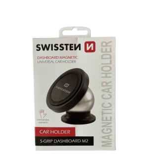 držák na mobil SWISSTEN S-GRIP DASHBOARD M2 magnetický na palubní desku, stříbrný